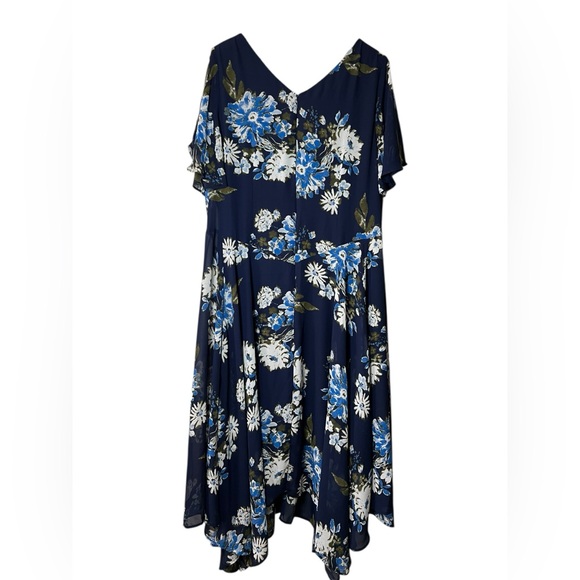 Roaman's Floral Sequin Flutter Sleeve Gown Handkerchief Hem maxi dress 24w - Picture 3 of 10